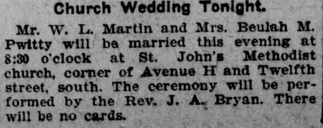 W.L. Martin-Beulah M. Pwitty